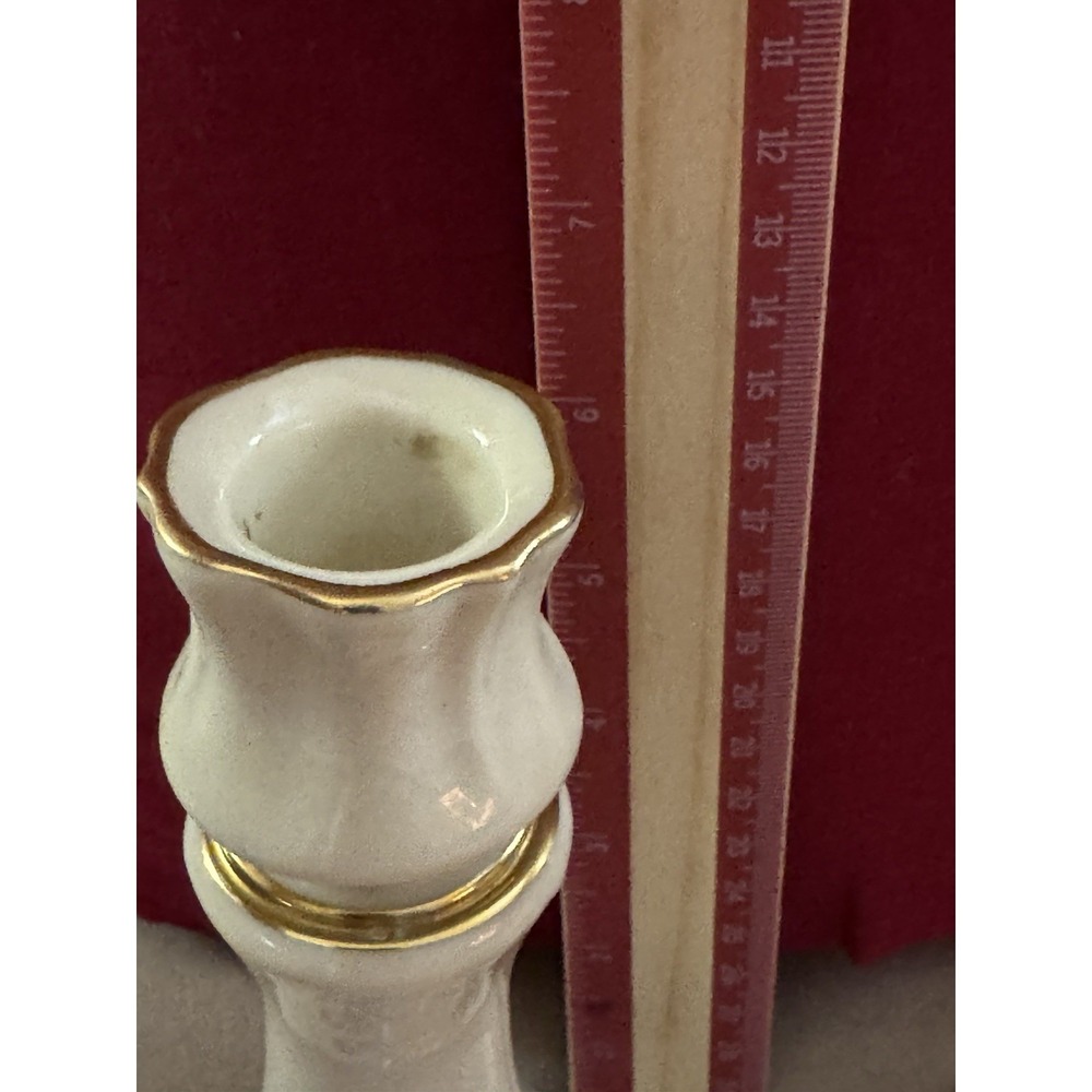 Gorgeous Pair Lenox "Serenade" CenterPiece With 24K Gold Floral Candlesticks - Picture 5 of 10